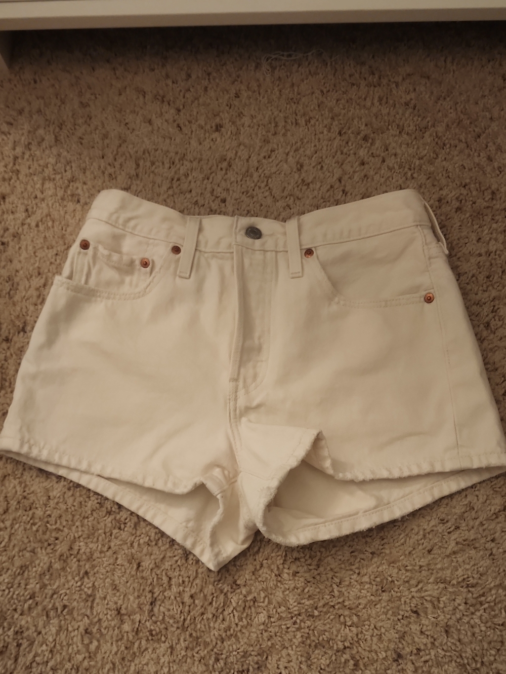 Women's White Denim Shorts - Classic High-Rise